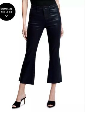 L'AGENCE Kendra Black Coated Cropped Jeans